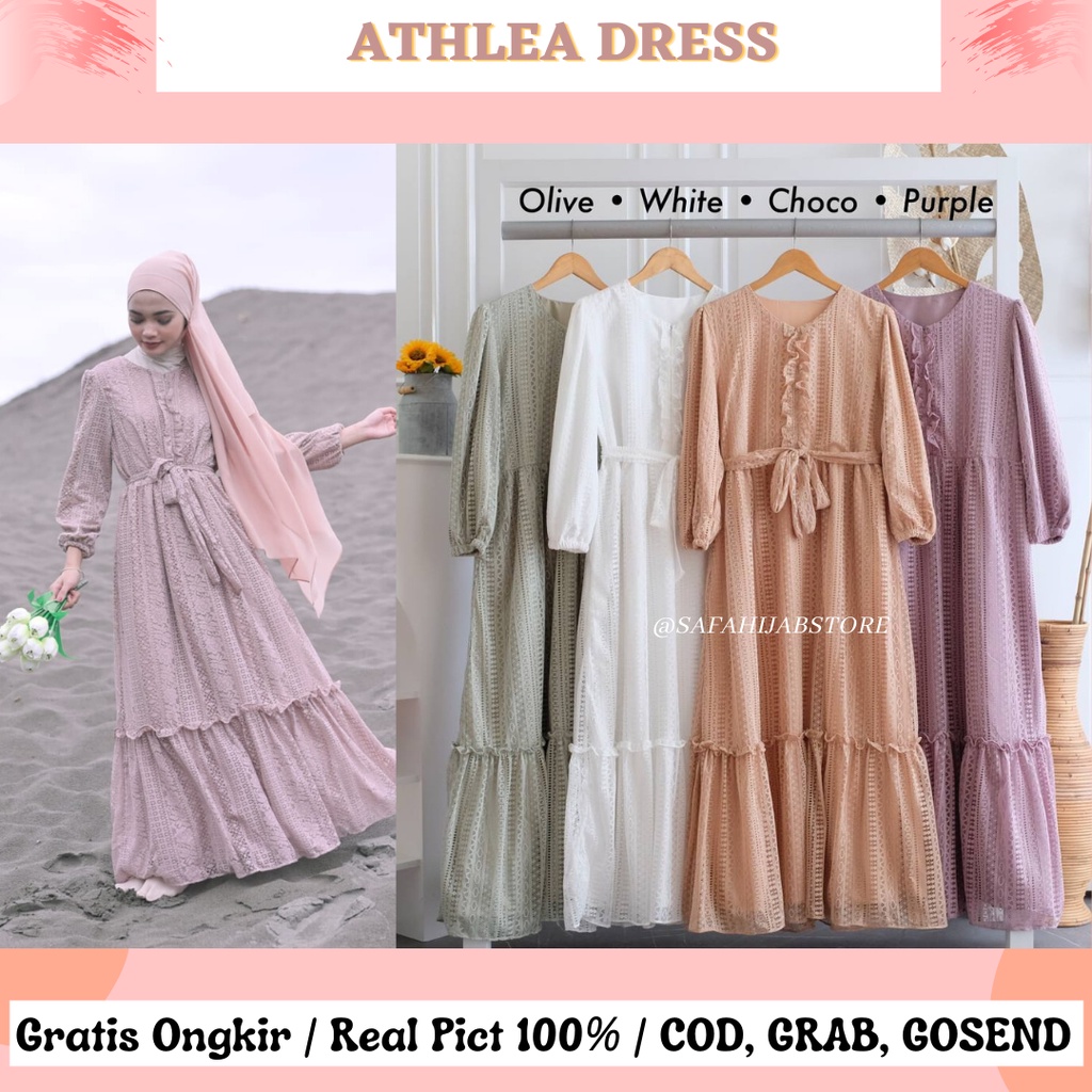 ATHLEA DRESS BRUKAT / DRESS LEBARAN / DRESS MEWAH / BUSUI FRIENDLY