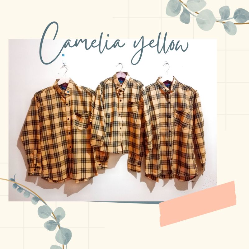 Camelia yellow SUNNY BLUE Premium flanel Couple family anak laki-laki perempuan cewek cowok ayah bun