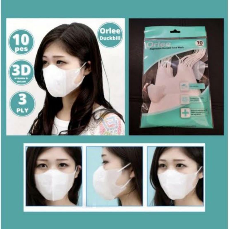 Masker Duckbill Orlee Isi 10pc 3D 3ply