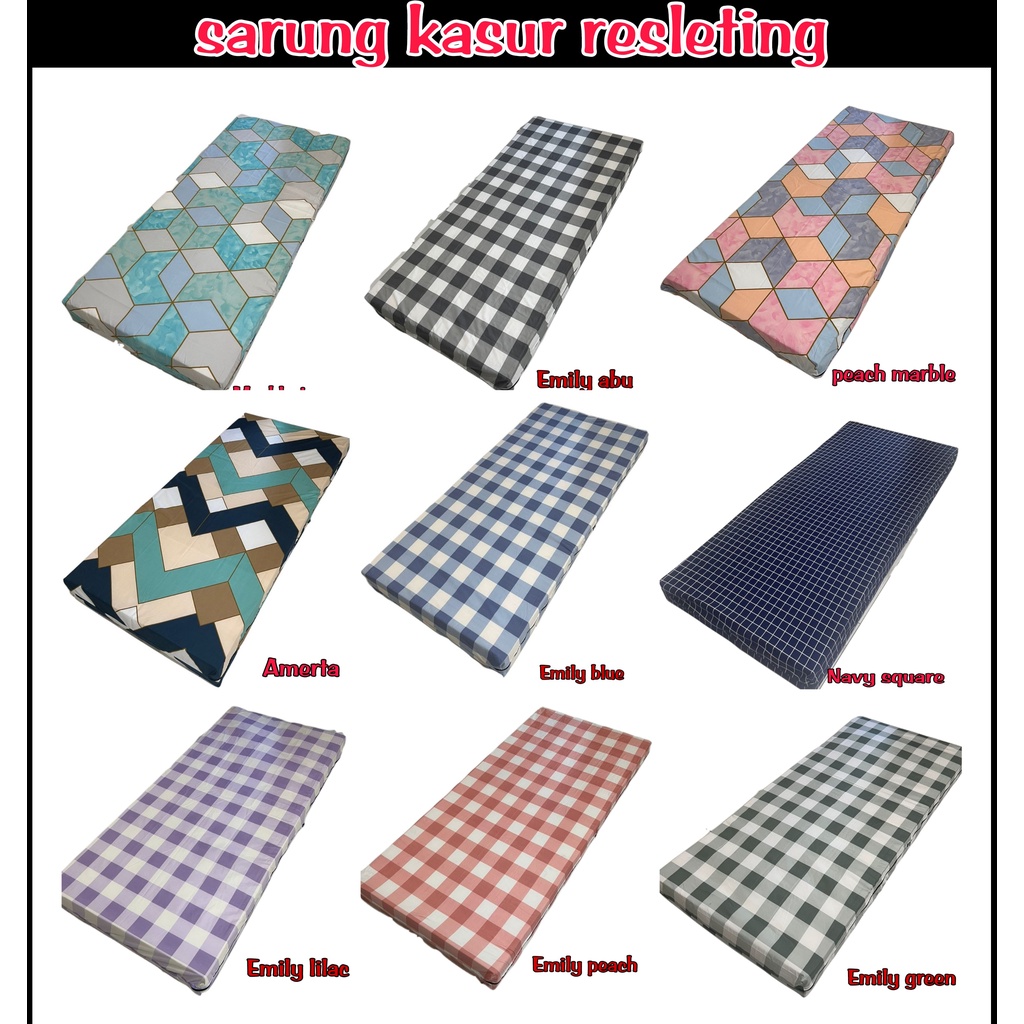 Sarung kasur busa resleting / sprei resleting UK 90x200x15 cm &amp; 120x200x15cm