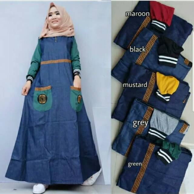 Gamis terbaru BT26321 Tosca tunik fafe bahan kqtun denim high