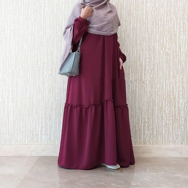 Diskon // Realpict - Arumi Basic Dress Bahan Ity Crepe Gamis Syar'i Terbaru Gamis Terbaru 2022 Lebar