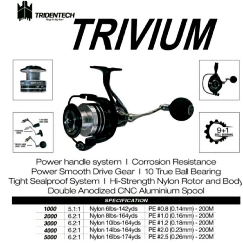 New Reel Tridentech Trivium 21 - 1000 - 2000 - 3000 - 4000 - 5000 Original