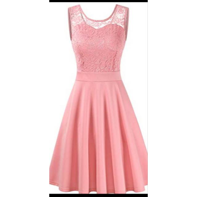 Dress scuba kombinasi brokat