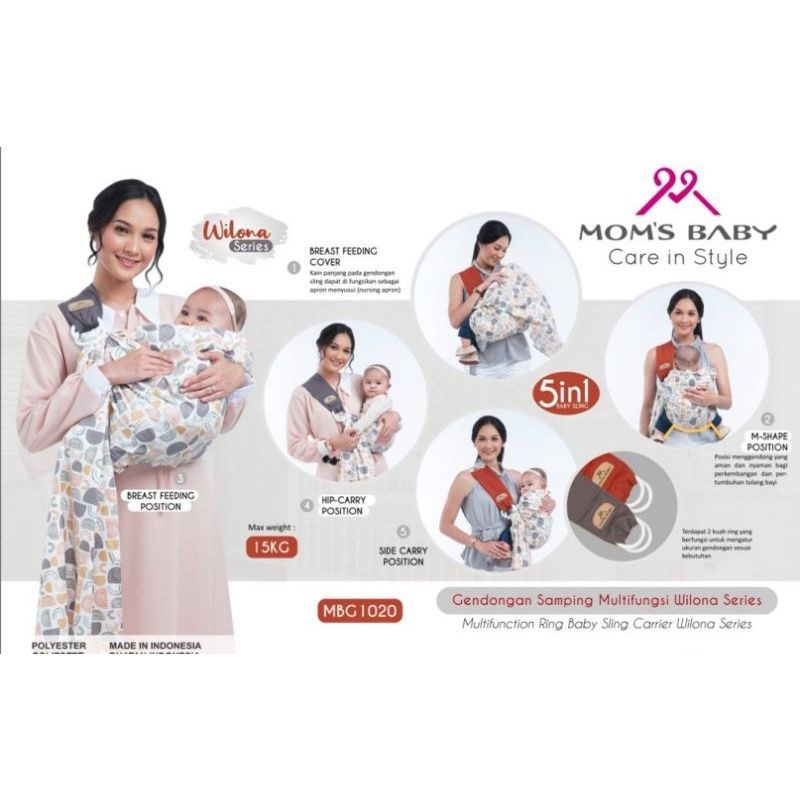 Moms baby gendongan samping bayi multifungsi wilona series