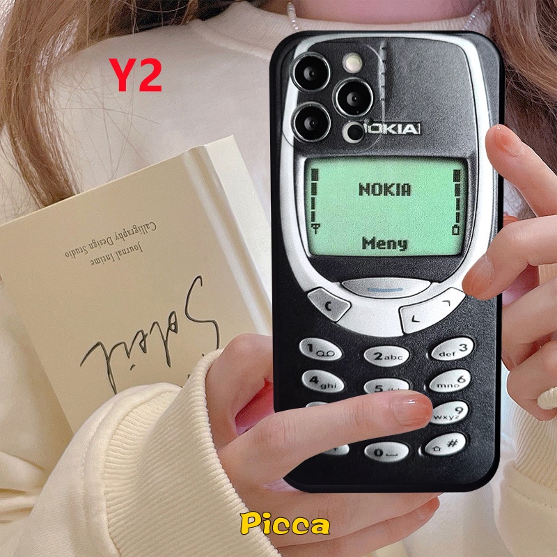 IPHONE Kreatif Persegi Retro Nokia Telepon Case Kompatibel Untuk Iphone14 11 13 12 Pro Max 6 6s 78 Plus 14 XR X XS Max SE 2020 14 Pro Max Pasangan Lembut TPU Penutup Belakang