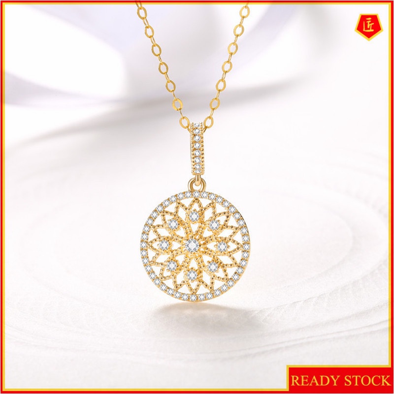 [Ready Stock]Fashionable Elegant 18K Gold Plated Diamond Necklace Pendant