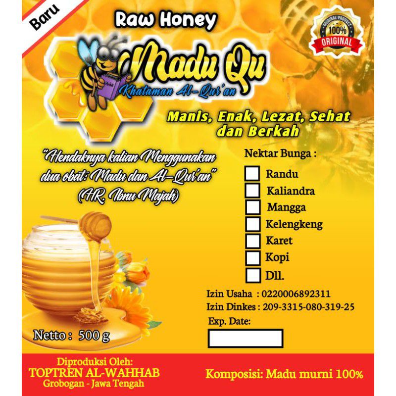 

madu murni asli(madu berkah khataman Al-Qur'an) kemasan 500g