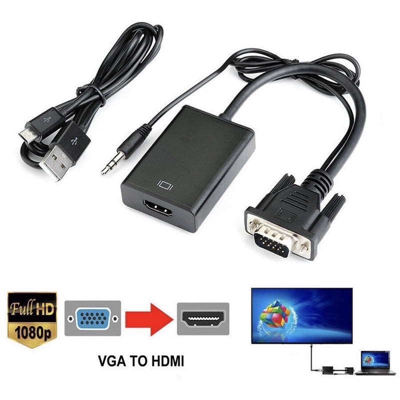 Converter VGA To HDMI With Audio Converter / KABEL VGA TO HDMI