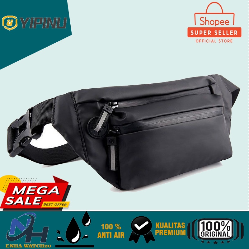 PROMO Tas Selempang Pria Anti Air YIPINU YQM-1 Tas Perut Cowok Cewek Premium Bahan Dolby Lotto Light
