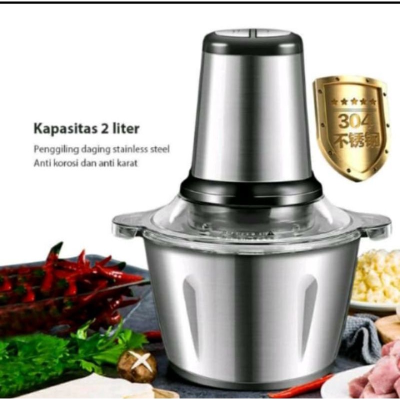 Blender Daging Stainless 2 lt / Meat Grinder Blender  Stainless Chopper SQRS-188