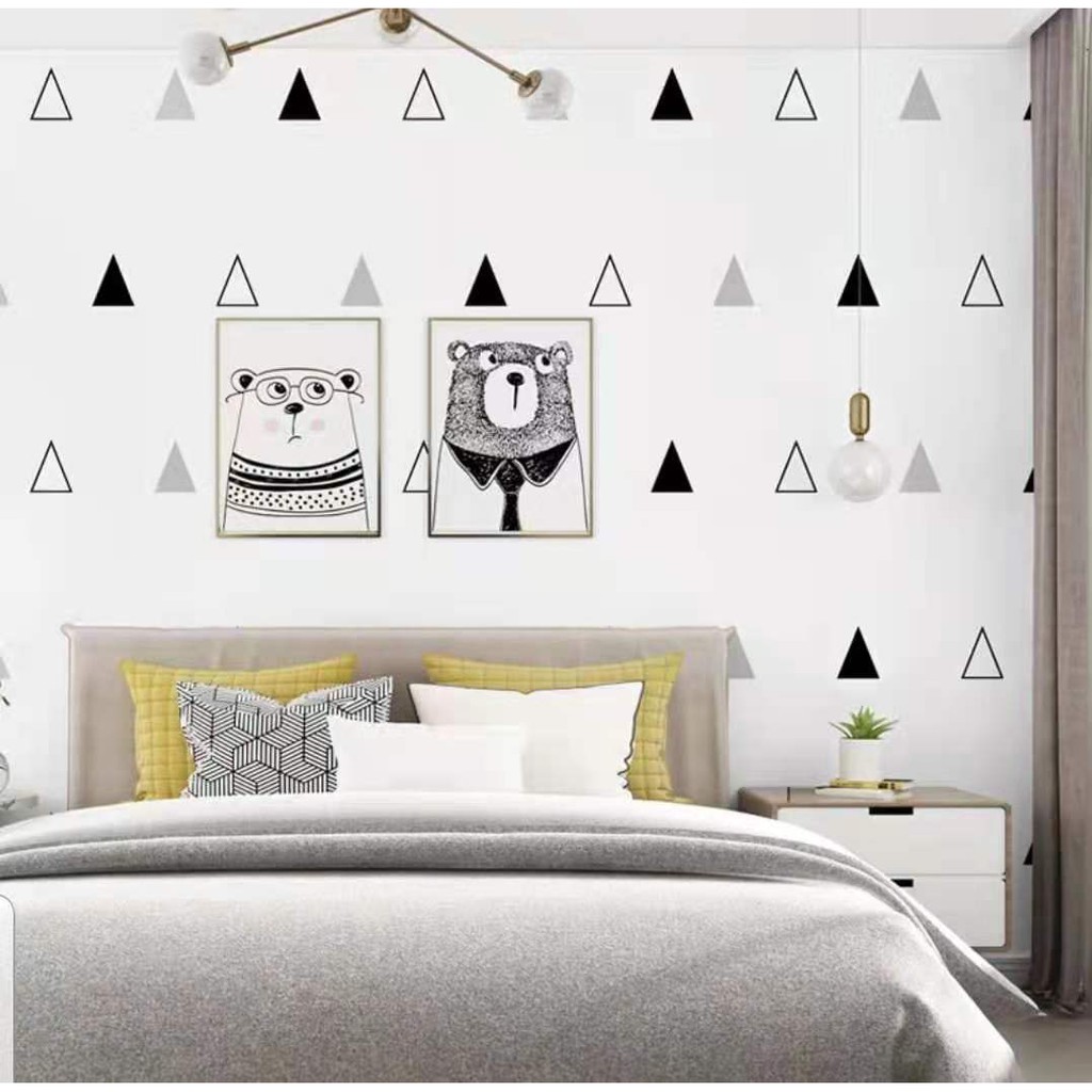 WALLPAPER STICKER DINDING MOTIF SEGITIGA 45CM X 10M