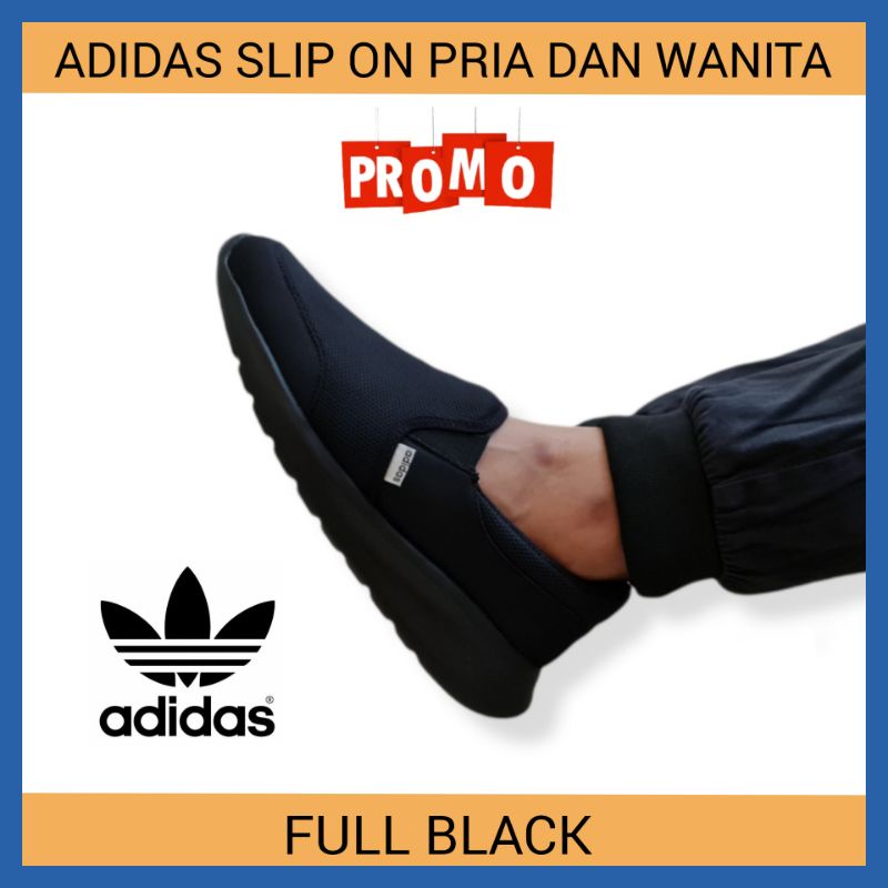 SEPATU ANAK SEKOLAH ADIDAS SLIP ON HITAM SIZE 31 - 44 / SEPATU SNEAKERS ANAK COWOK CEWEK UNISEX USIA 5 TAHUN KE DEWASA / SEPATU SEKOLAH PAUD TK SD SMP SMA KULIAH DEWASA JUNIOR KIDS COUPLE UNISEX PROMO