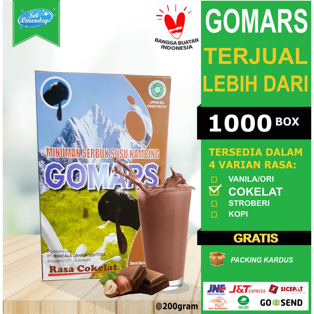 

[GROSIR] GOMARS Rasa COKLAT COKELAT - Susu Kambing Etawa kemasan kotak @ 200 gram BPOM & ED terbaru