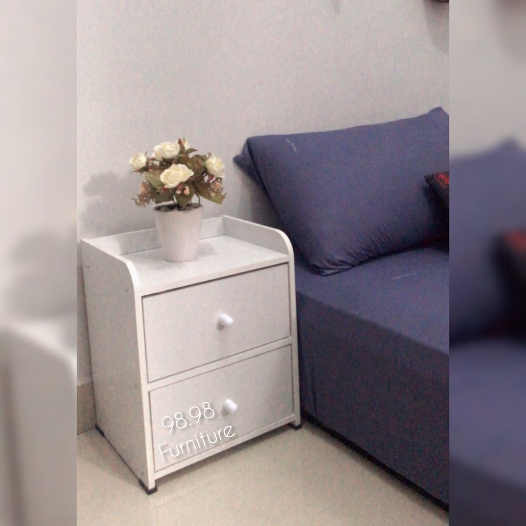 Mody Nakas Minimalis Serbaguna Putih - Laci Nakas Kamar Tidur Ukuran Mini 33cm