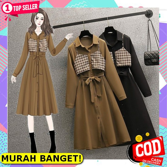 Dress Tunik Pesta Natal Kondangan Style Korea Trandy Terbaru 2021 Kekinian Mewah Ukuran L Cod - Delt