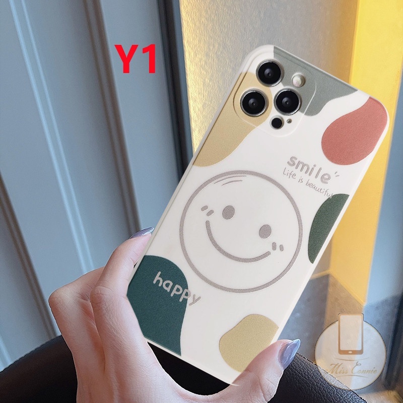 Soft Case Realme C35 C33 C30 C30s C21Y C11 C25S C25 C25Y C20 C21 C12 8 8i 9i 10 8Pro C11 6 5 7 C1 C2 C3 C17 5I 6I 7I Populer Art Line Happy Smile Kubus Lembut Telepon Lurus Sarung