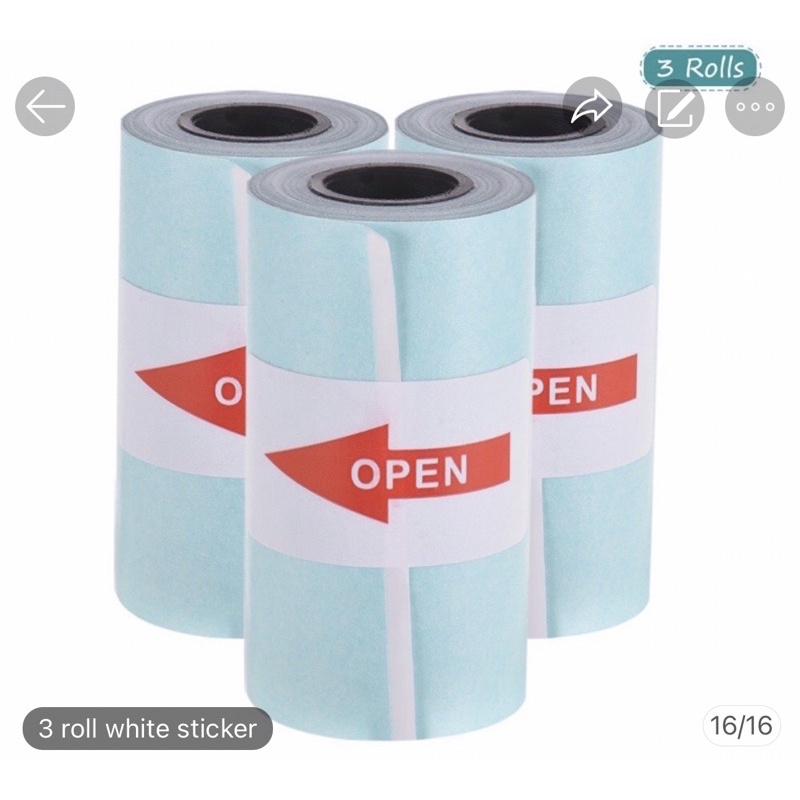 

paket 3 roll white sticker kertas sticker thermal 57x30mm 3 rolls kertas sticker A6 kertas peripage