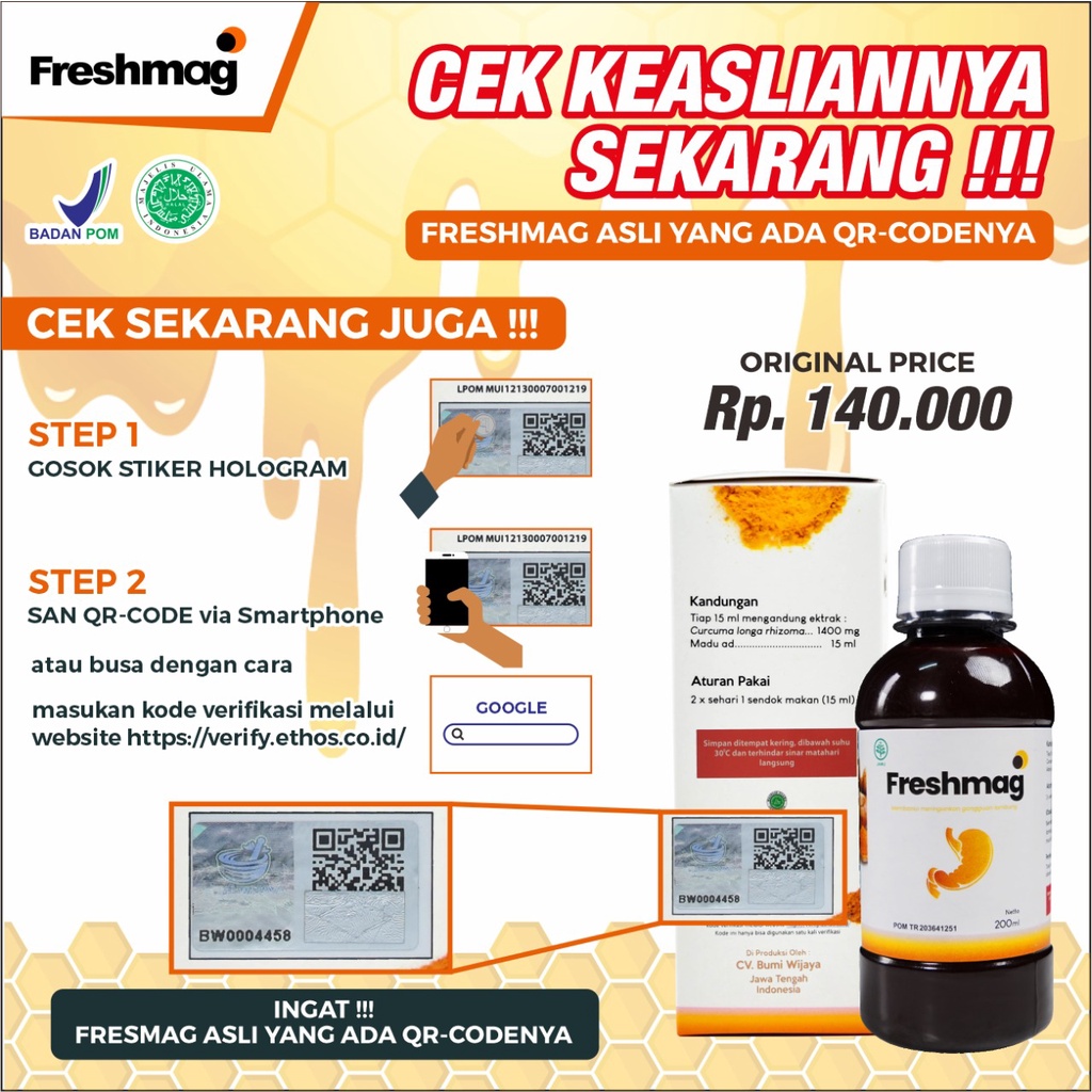 ORIGINAL Freshmag 200ML - Madu Freshmag Presmag Preshmaag Fresmag Fres maag Atasi Masalah Sakit Maag &amp; Nyeri Asam Lambung dalam Hitungan Jam Penambah Nafsu Makan Isi 200ml #Vitamin_KU