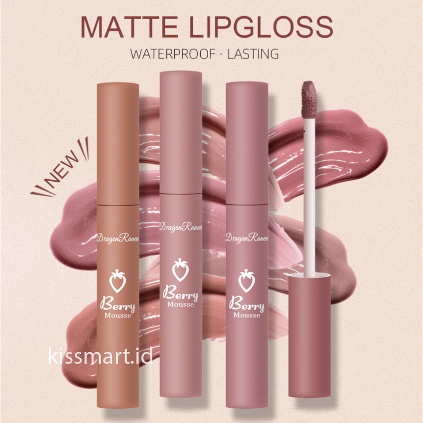 DRAGON RANEE Lip Glaze Berry Mousse Matte Lipstik Lipgloss Lipstick Berfungsi Menutupi Bibir Yang Hitam  TD001