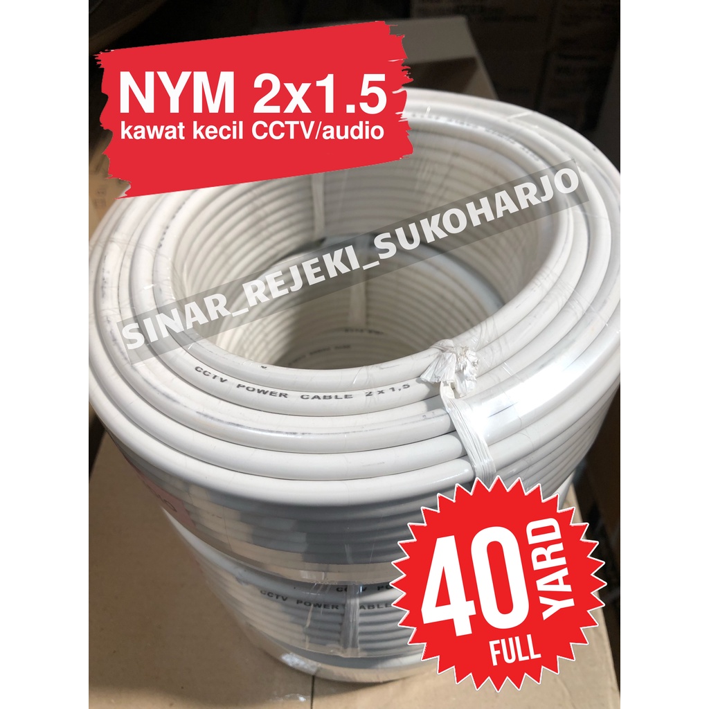 Kabel Listrik NYM 2X1.5 40 YARD FULL Kabel NYM Polos 2X1,5 2 X 1,5 ROLL