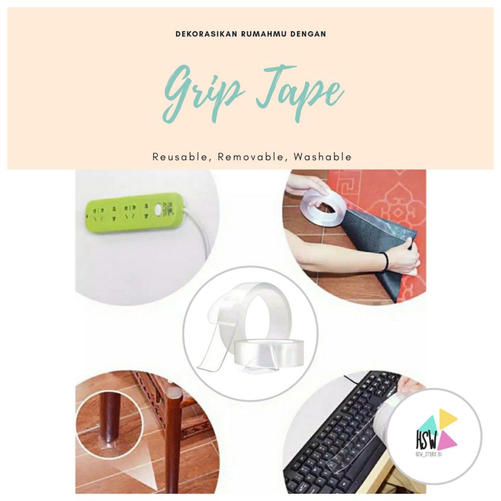 

Grip Tape Serbaguna / Strip Pengaman Furniture Double Tape Bening - GT