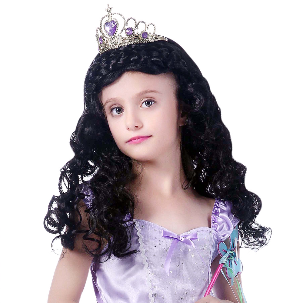Halloween Putri Kecil Rambut Lucu Dikepang Gadis Wig Hitam Anak