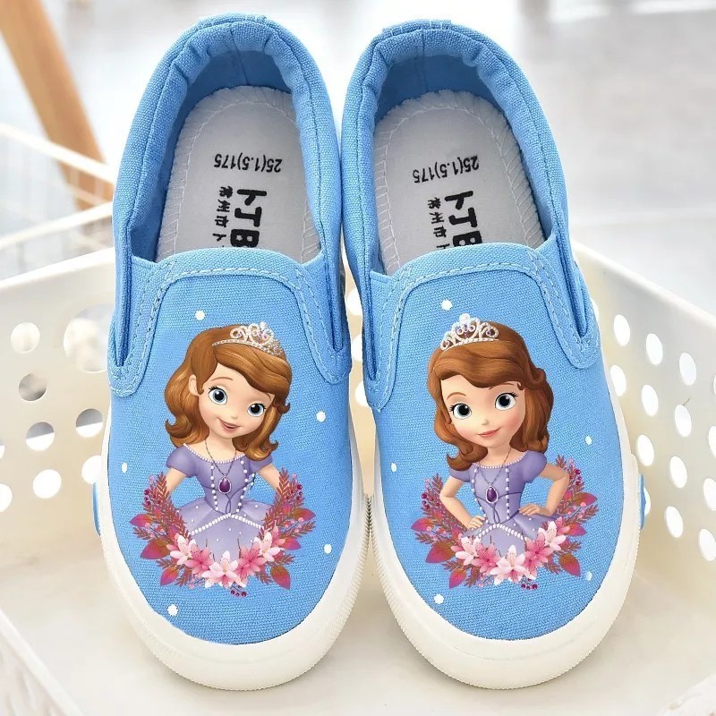 Dinda Sepatu  Slip on anak-anak Wanita Princess Sofia warna pink hitam biru muda dan merah ukuran 31