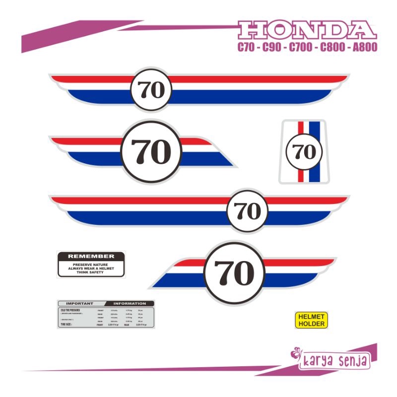 STIKER HONDA C70 VW HERBIE