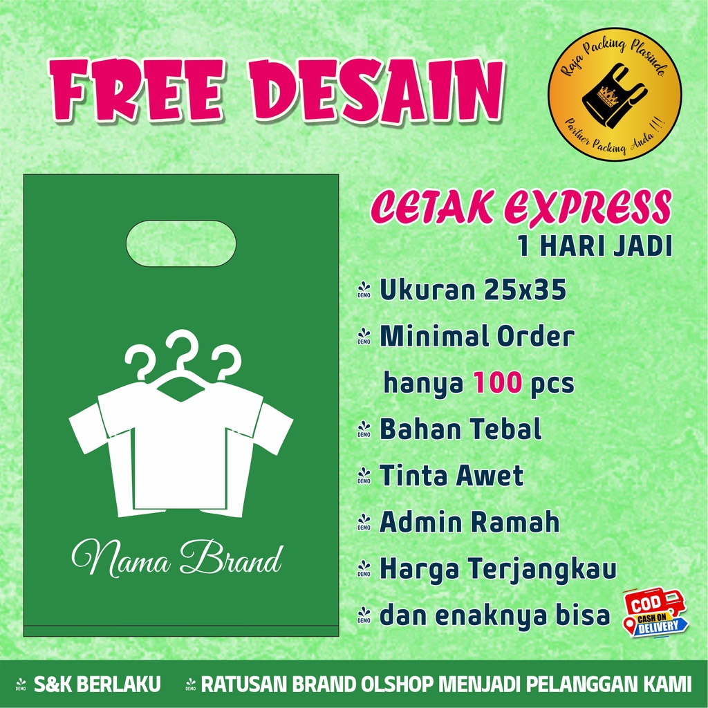 &lt; Free Desain &gt; Plastik Sablon Packing Olshop HD Plong Uk 25x35 Plastik Packing Sablon Plastik Murah