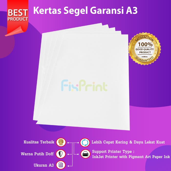 Kertas Segel A3 Premium Sticker Garansi Stiker Pecah Telur Sticker Warranty Putih Polos