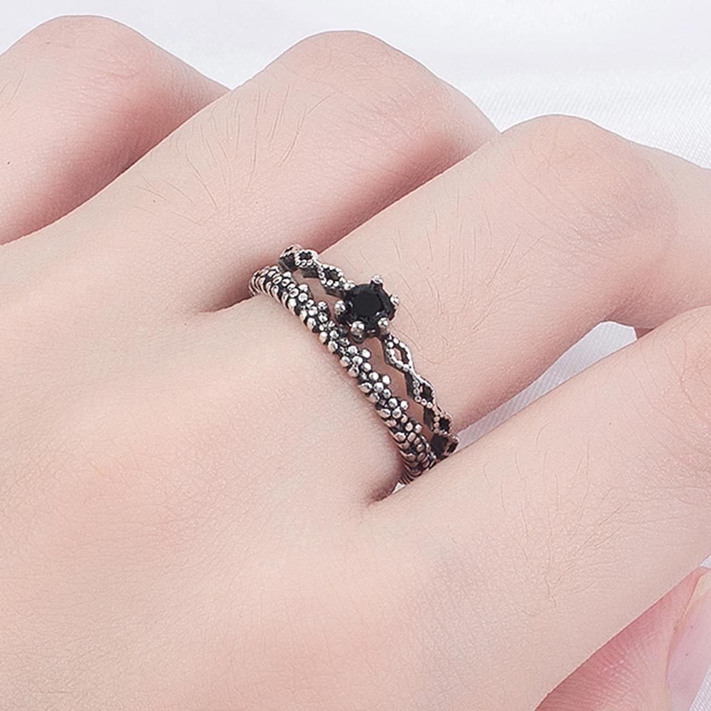 cincin perak 925 asli untuk wanita/Cincin yang Dapat Disesuaikan Hollow Art Retro Jewellery