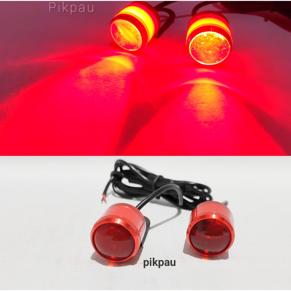 Sepasang Mata Elang LED 3D Strobo 4D Breket Eagle Eye Warna Merah Merah