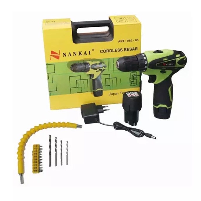 NANKAI Mesin Bor Cas Charger 12V Cordless Drill Set Mata Bor Komplit