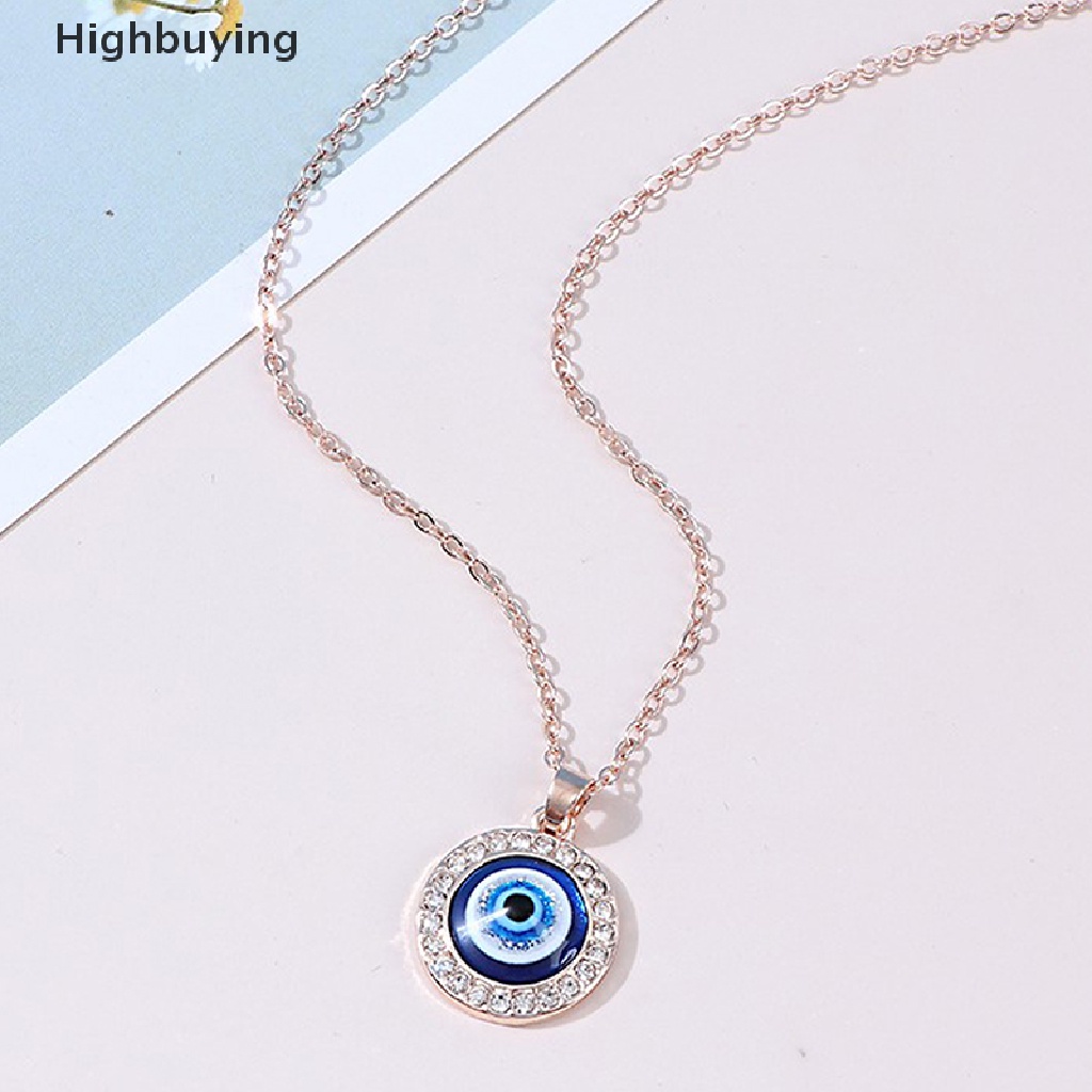 1 Pc Kalung Liontin Kristal Evil Eye Warna Emas Untuk Wanita Glory