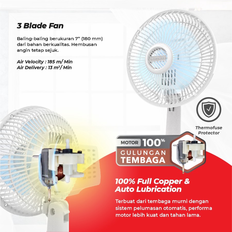 Maspion Kipas Angin Meja / Mini / Desk Fan F-18 7 Inch F18 F 18