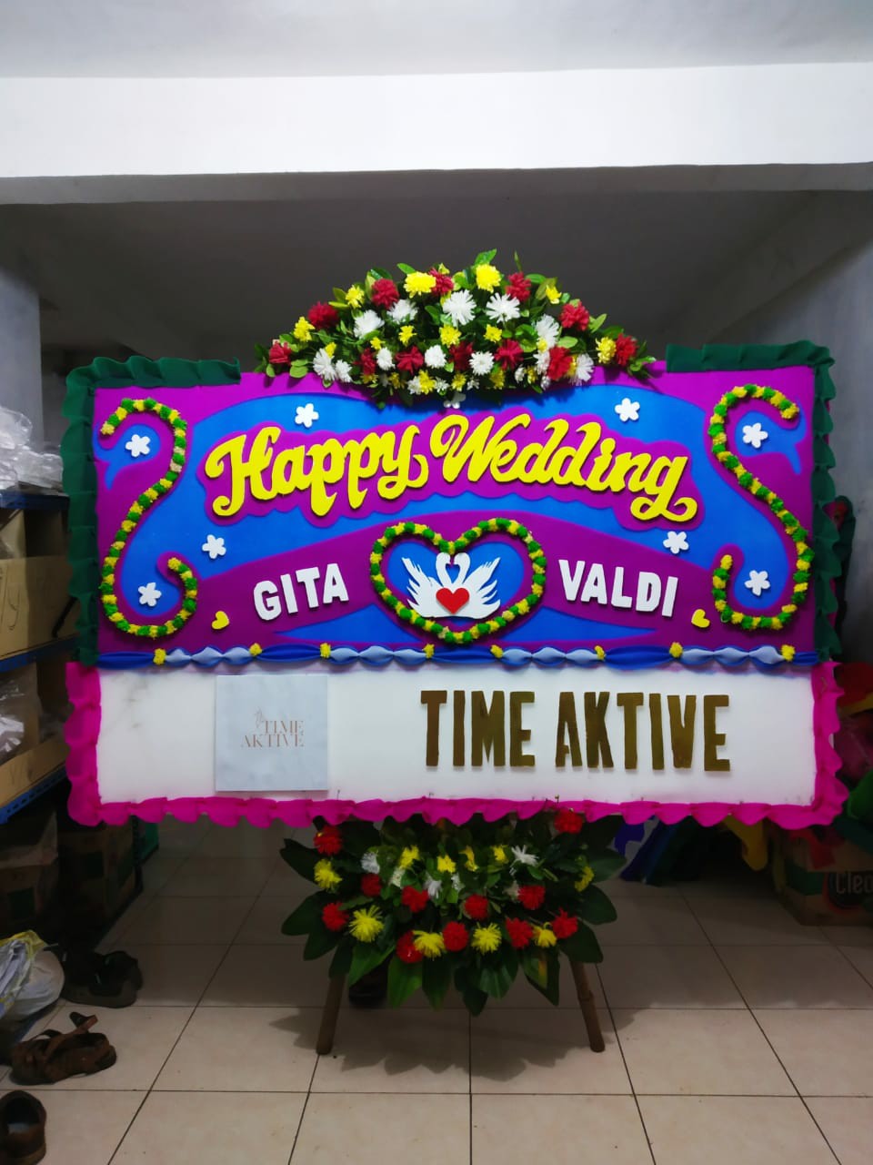 Karangan Bunga Papan Bunga Opening Wedding  Ukuran 2m X 1,25m
