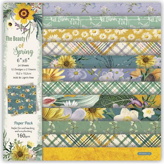 Scrapbooking Patterned Paper 6&quot;x6&quot; - The Beauty of Spring (24 sheets)