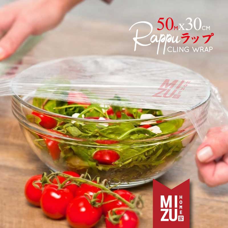 MIZU RAPPU 50m x 30cm Cling Wrap Stretch Film Roll Plastik Pembungkus Makanan Food Wrapping Sealer-2