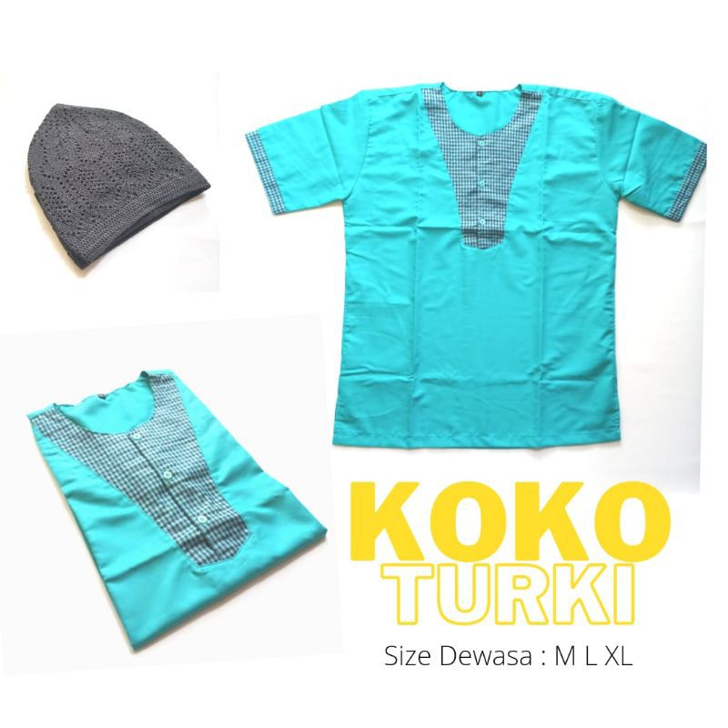 Baju Koko Turki Dewasa/ Koko Turki Laki Laki/ Koko Lebaran/ Koko Turki Ayah