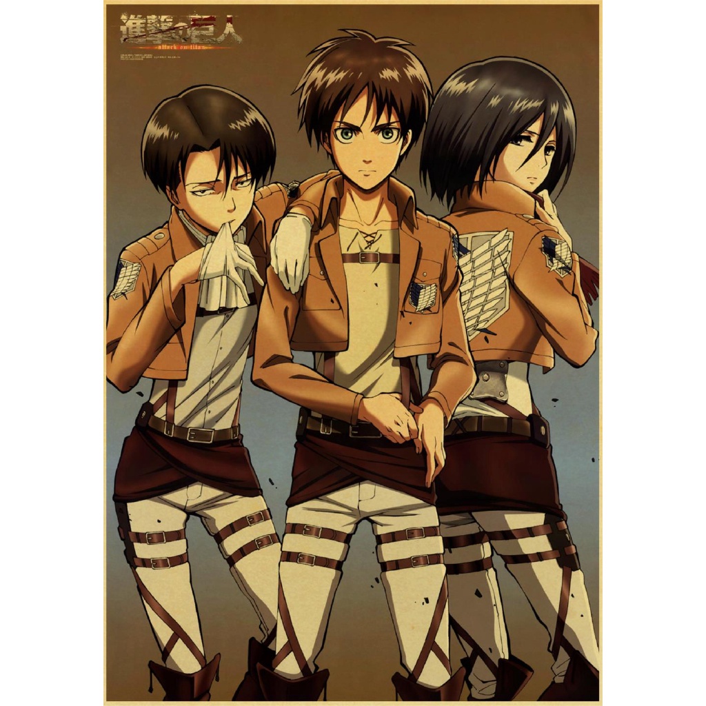 Stiker Dinding Motif Print Anime Jepang Attack On Titan Bahan Kertas Kraft Untuk Rumah