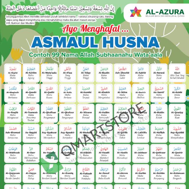 Poster Asmaul Husna Isi 5pcs Shopee Indonesia