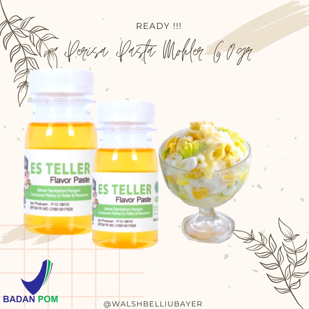 

⚡COD⚡ PERISA PASTA MOHLER ES TELLER / PERISA BISA BUAT BAHAN KUE BISA BUAT MINUMAN /BISA BUAT MAKANAN JUGA / MOHLER Pasta perisa pewarna ES TELLER 60gr