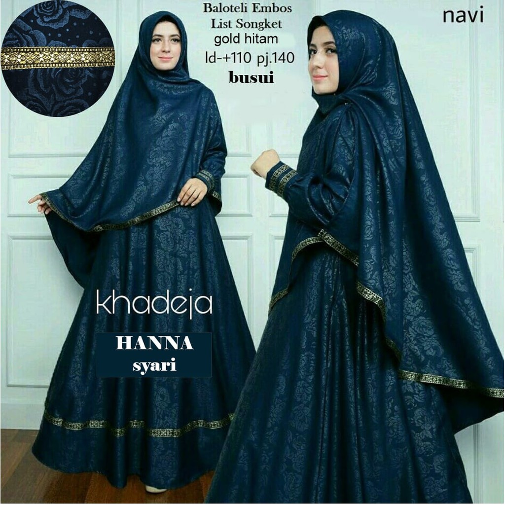 GAMIS HANNA EMBOS / BAJU GAMIS MUSLIM WANITA / DRESS MUSLIM WANITA