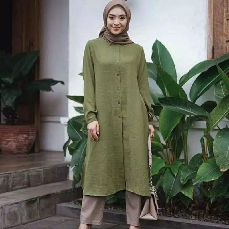 Aisya Long Tunik Bahan Moscrepe Fit L