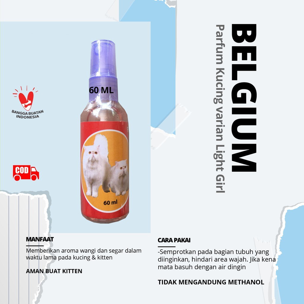 PARFUM KUCING BELGIUM CAT LIGHT GIRL 60 ML - WANGI HARUM AROMA SEGAR SPRAY AMAN BUAT KULIT &amp; BULU KITTEN KESAN BERSIH TERAWAT - MURAH GARANSI KUALITAS ASLI ORIGINAL - PET ANIMAL VETERINARY TAMASINDO OBAT &amp; VITAMIN HEWAN BINATANG PELIHARAAN MITRAPETLOVER