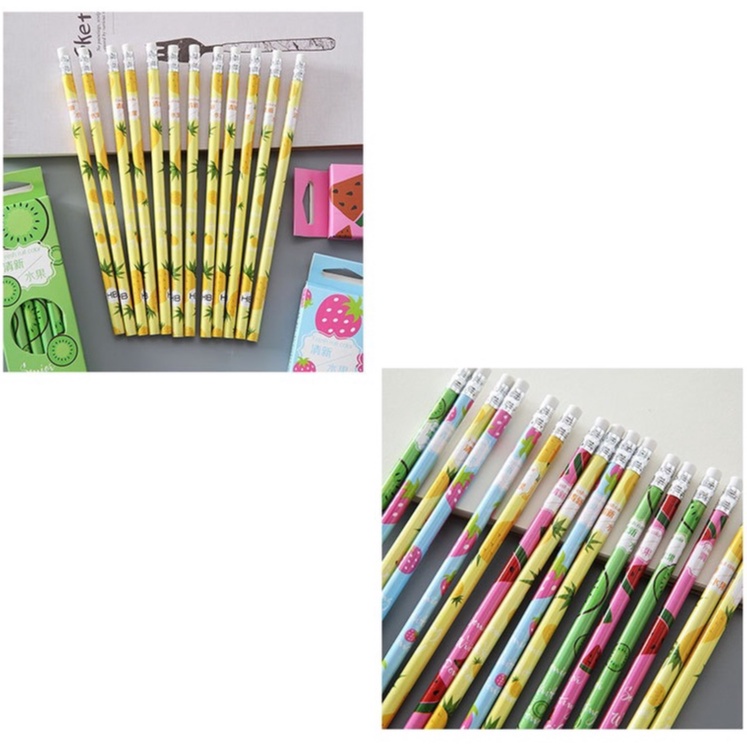 12 Pcs Pensil Pencil Tulis Motif Buah OSM-ST0047