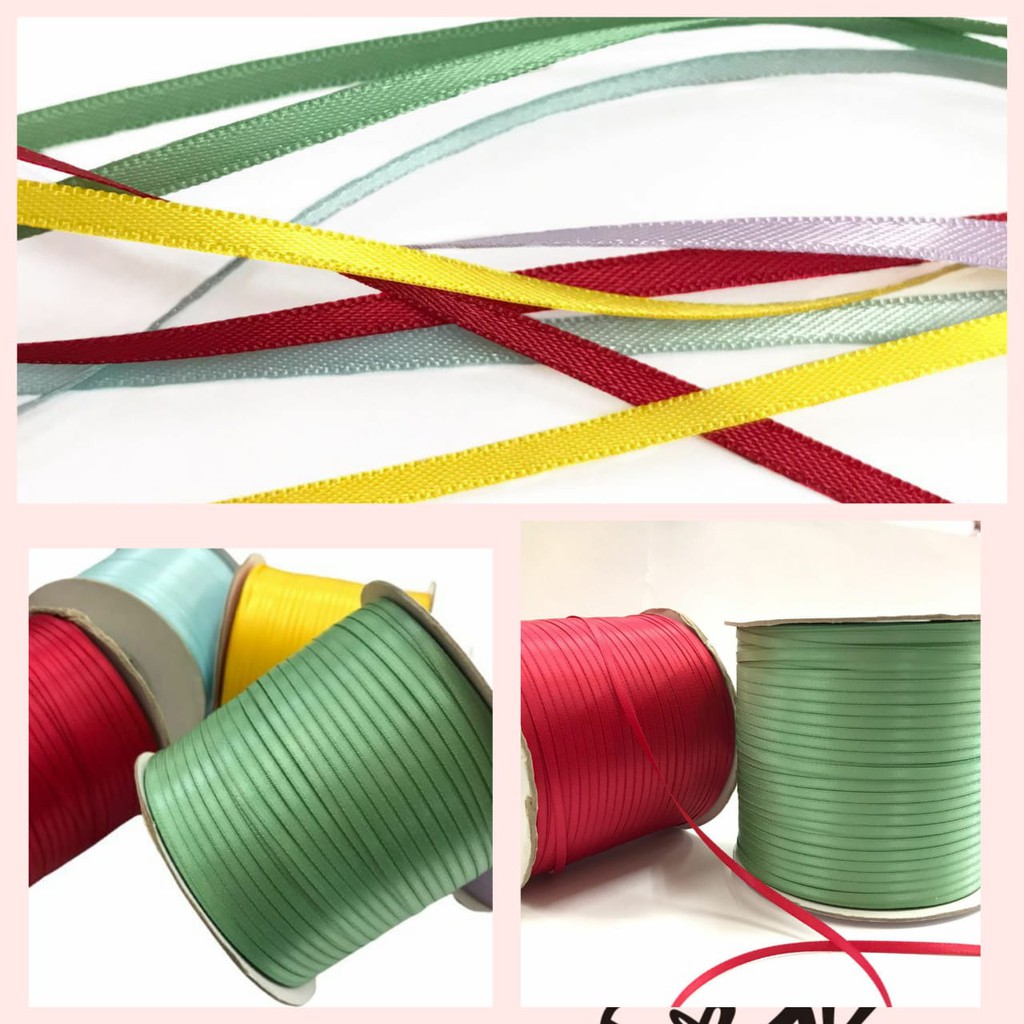 PITA DOUBLE SATIN &amp; GROSGRAIN | PITA KADO HAMPERS  JUAL PER YARD (3 MM)