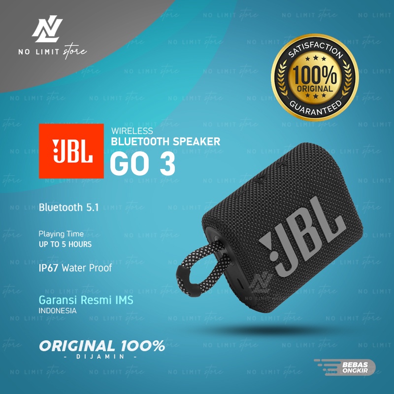 JBL GO 3 Bluetooth Speaker ORIGINAL - Garansi Resmi IMS - JBL GO3