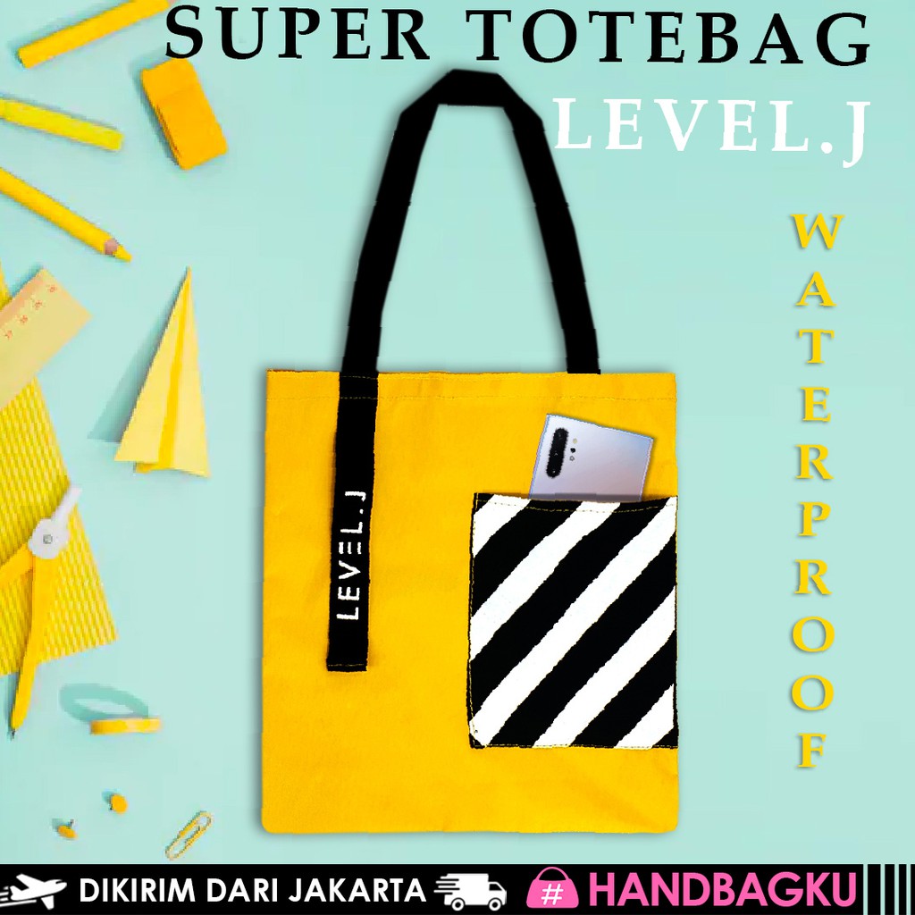HANDBAGKU TAS LEVELJ SUPER TOTE BAG PRINTING canvas fashion wanita batam grosir branded